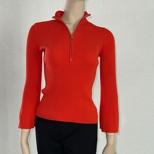 Boston Proper Red Zip-Up Sweater